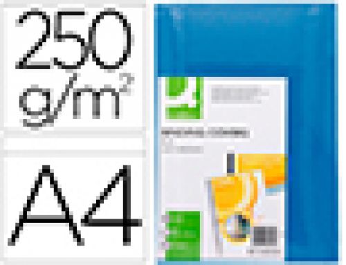 Capa de encadernacao q-connect cartao din a4 azul imitacao pele 250 gr caixa de 100 unidades , Q-connect , 63450 , 5705831005006